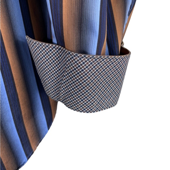 Bugatchi Electric Blue Striped 100% Cotton Long Sleeve Shirt NO Size Tag *LARGE* - Picture 11 of 13
